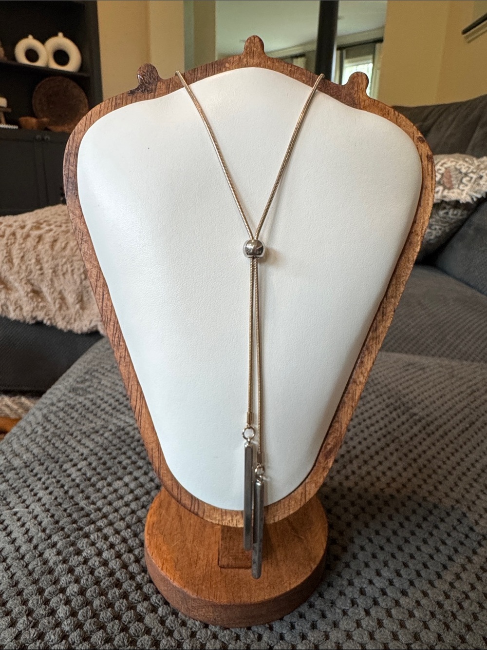 Minimalist Silver Lariat Necklace